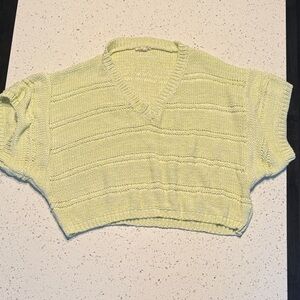 Mystree Soft Knit V-Neck Sweater in Pale Green